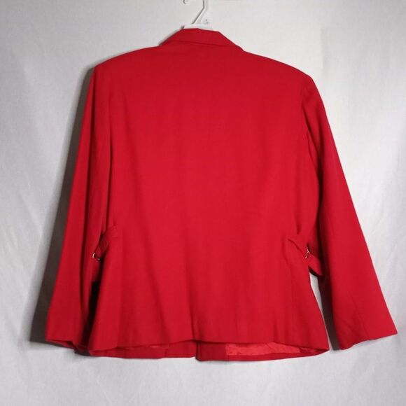 Sag Harbor Women's 100% Pure Wool Full Zip Fully Lined Red Short Jacket Size 18 - Picture 2 of 10